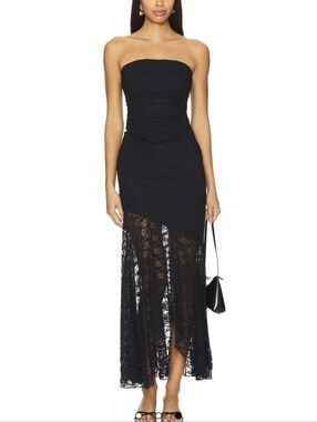 More To Come X Revolve Strapless Lace Corset Crop Lace Maxi Skirt 2-PC Set NWT